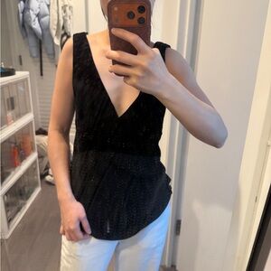 & Other Stories Black V-Neck Blouse